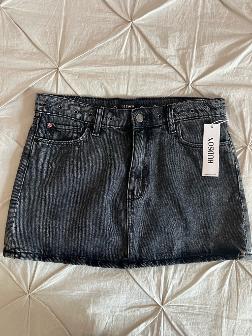 Hudson Jeans Black Washed Denim Mini Skirt